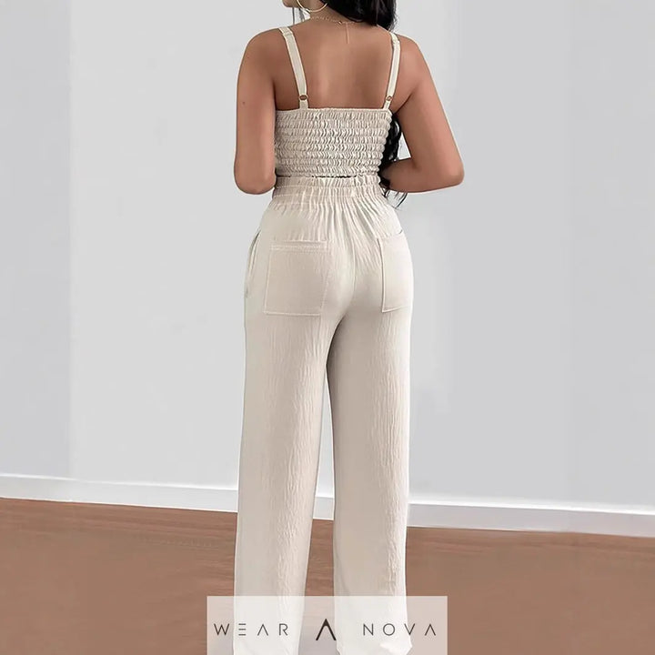 Sleeveless Top and Wide-Leg Pants Casual Set  Fashion 
