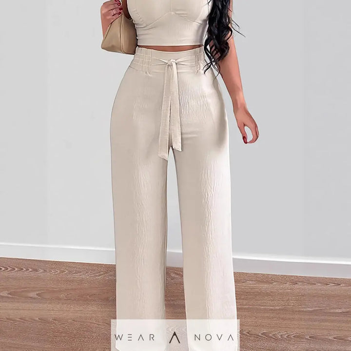 Sleeveless Top and Wide-Leg Pants Casual Set  Fashion 