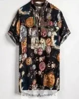 Slim shirt men contrast color printing shirt men  T-shirts Summer 