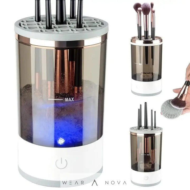 Automatic Electric Makeup Brush Cleaner with sonic vibration USB cable brush holder 6.1in height