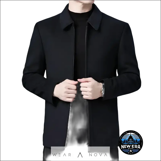 Sophisticated Black Woolen Lapel Jacket for Modern Men  Men's Lapel Jacket Black-195