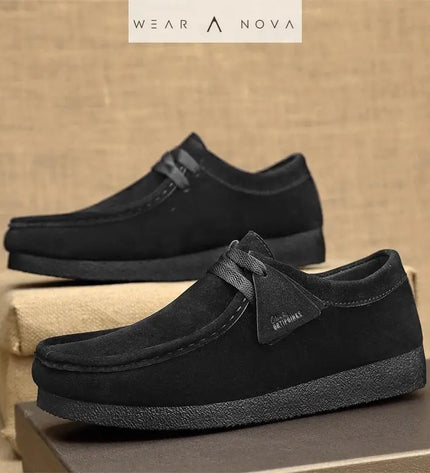 SpringSummer 2025 Matte Leather Casual Slip-On Men's Shoes  Shoes Black-44