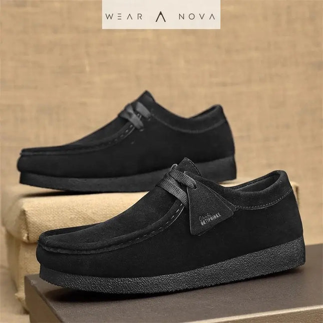 SpringSummer 2025 Matte Leather Casual Slip-On Men's Shoes  Shoes Black-44