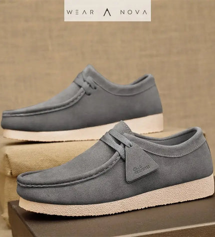 SpringSummer 2025 Matte Leather Casual Slip-On Men's Shoes  Shoes Gray-44