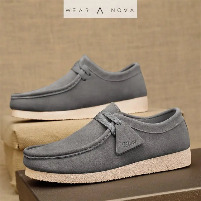 SpringSummer 2025 Matte Leather Casual Slip-On Men's Shoes  Shoes Gray-44