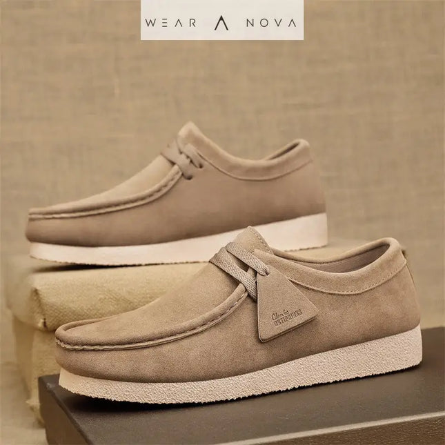 SpringSummer 2025 Matte Leather Casual Slip-On Men's Shoes  Shoes Khaki-44