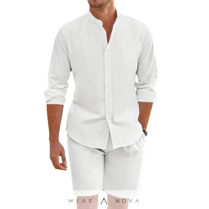 Summer Short Shirt Suit Fashion Lapel Button Down Short Sleeve Top And Drawstring Shorts Beach Clothing For Men  Set man summer 