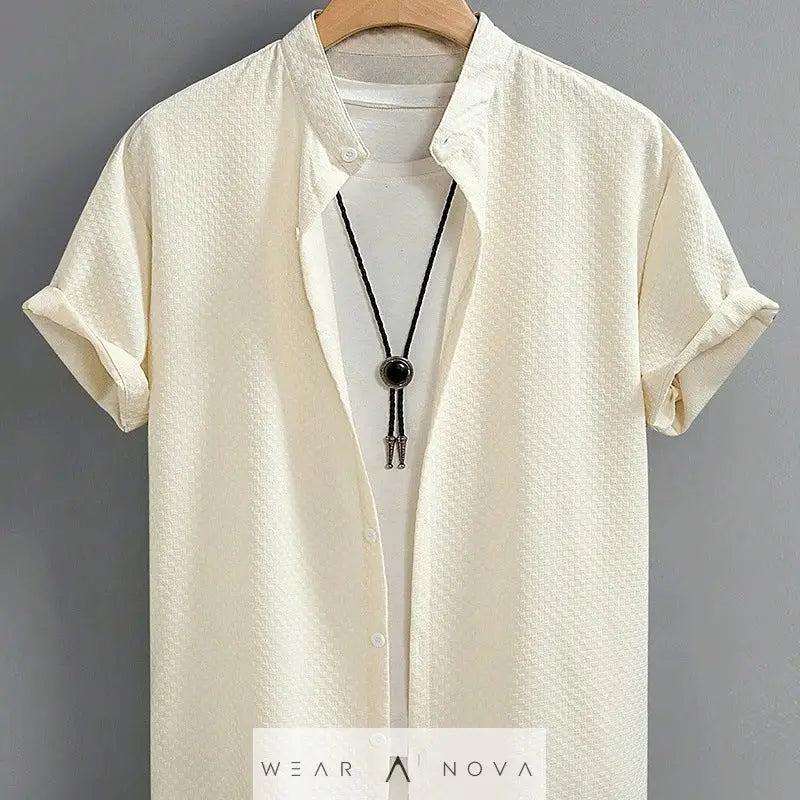 Summer shirt Men's Breathable Casual Stand Collar Shirt Solid Color  Summer edition for man 