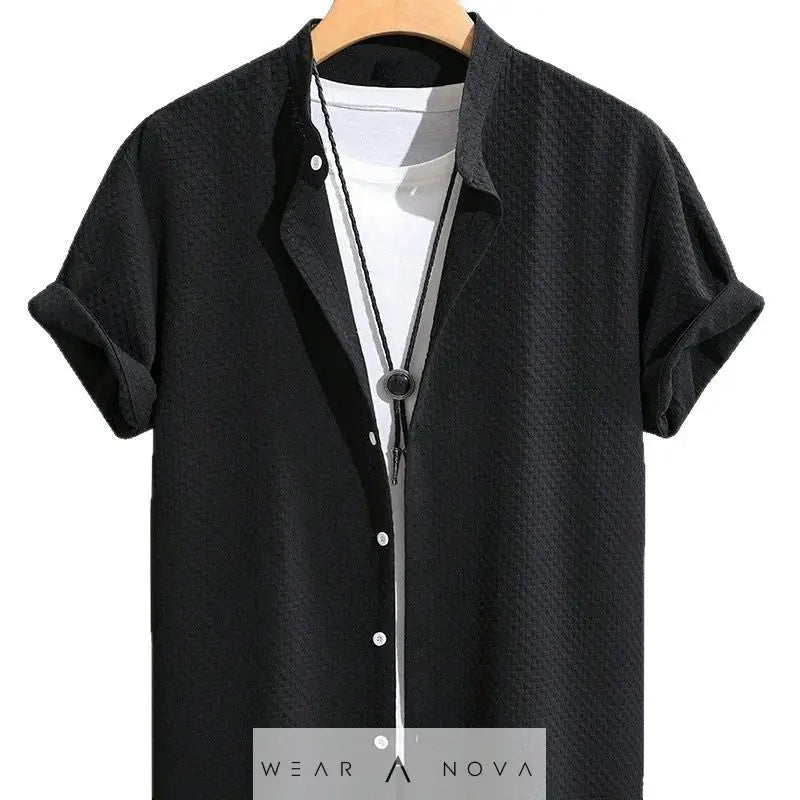Summer shirt Men's Breathable Casual Stand Collar Shirt Solid Color  Summer edition for man 