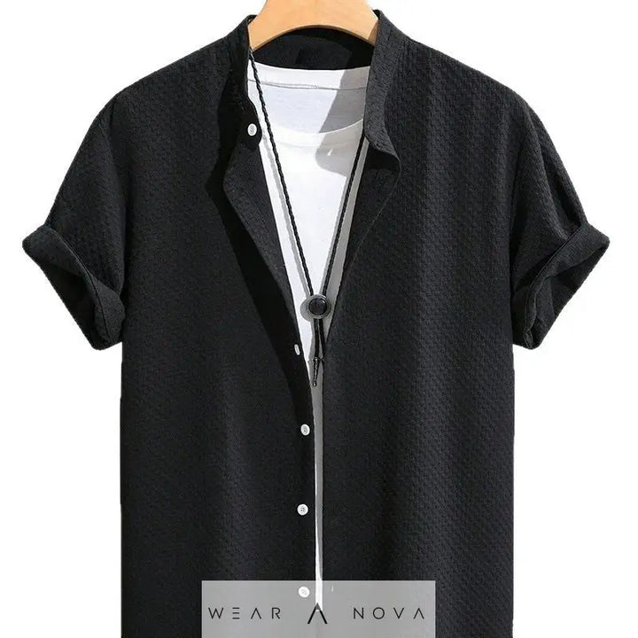 Summer shirt Men's Breathable Casual Stand Collar Shirt Solid Color  Summer edition for man 