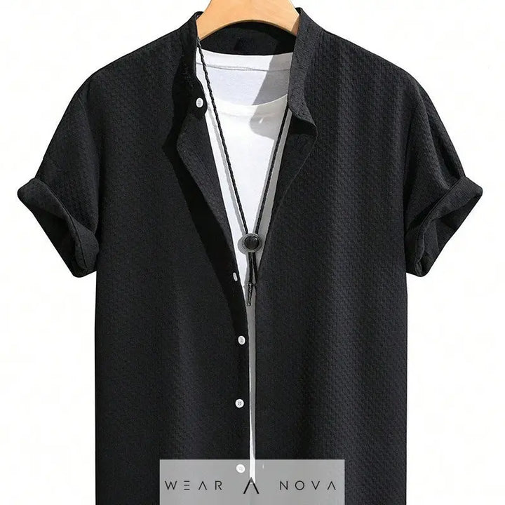 Summer shirt Men's Breathable Casual Stand Collar Shirt Solid Color  Summer edition for man 