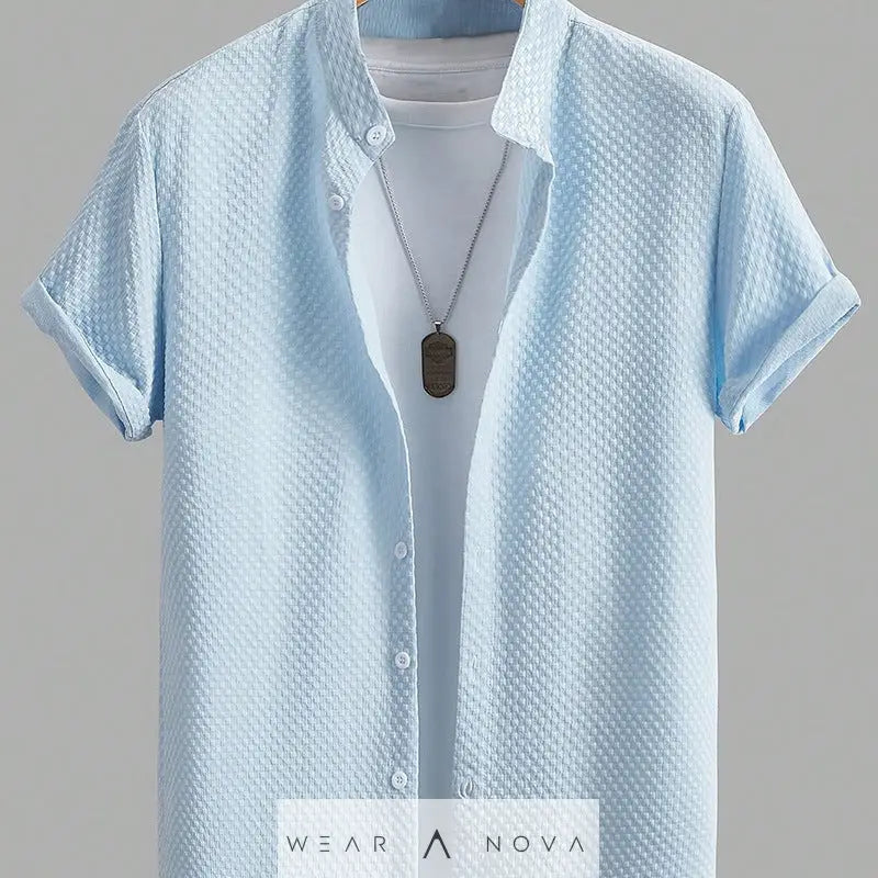 Summer shirt Men's Breathable Casual Stand Collar Shirt Solid Color  Summer edition for man 