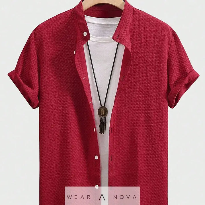 Summer shirt Men's Breathable Casual Stand Collar Shirt Solid Color  Summer edition for man 