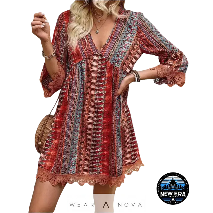 Sweet Bohemian Style  Dress Printed Fashion  Fashion 