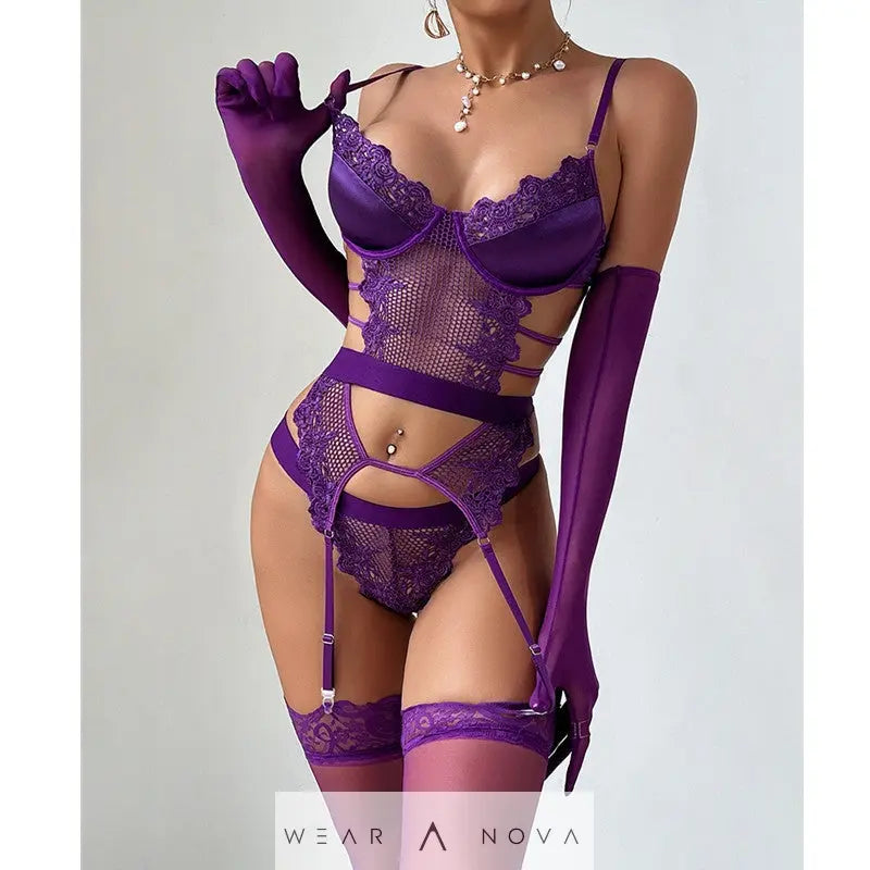 Underwear Silk Stitching See-through suit  intimo 