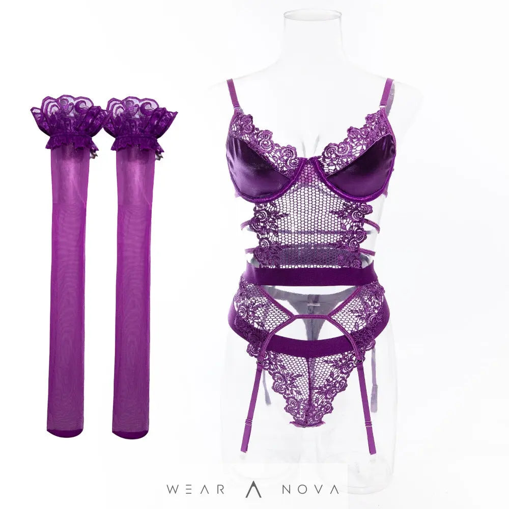 Underwear Silk Stitching See-through suit  intimo 