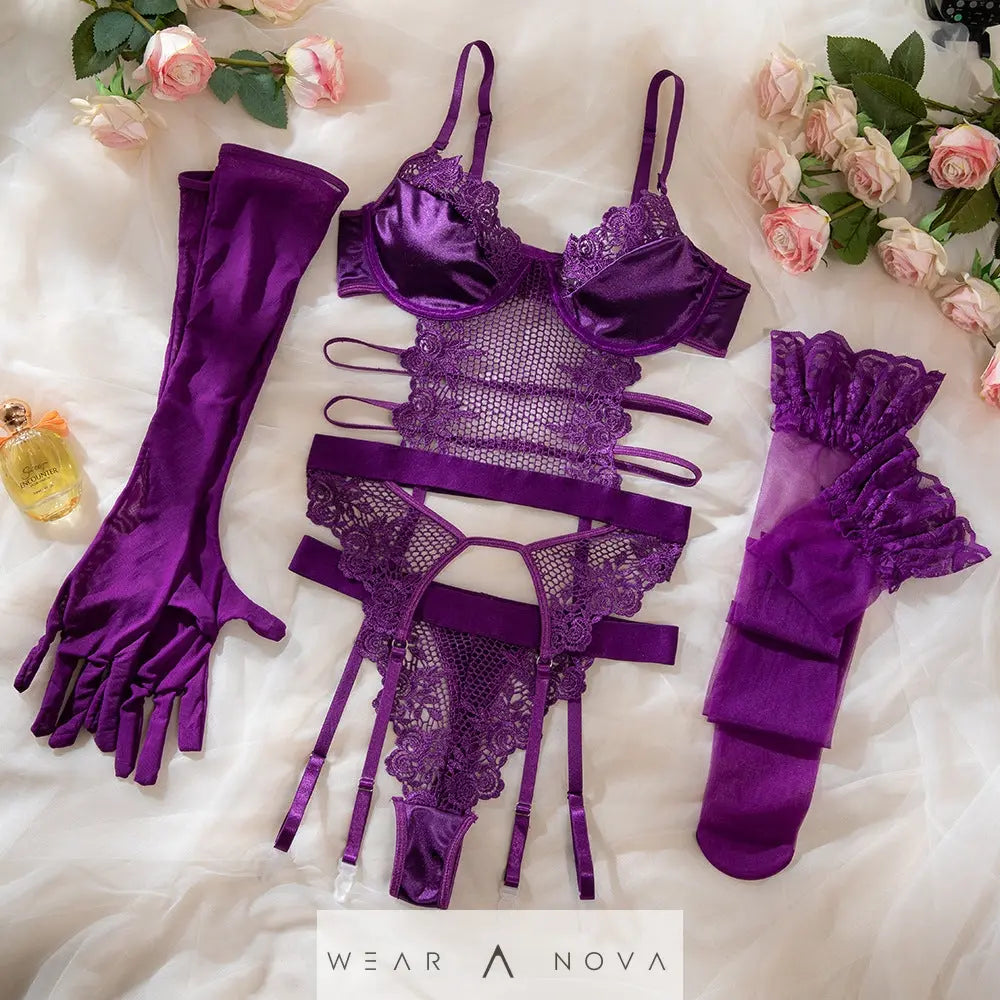 Underwear Silk Stitching See-through suit  intimo 