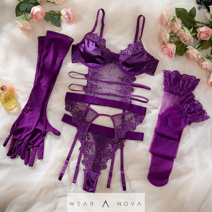 Underwear Silk Stitching See-through suit  intimo 