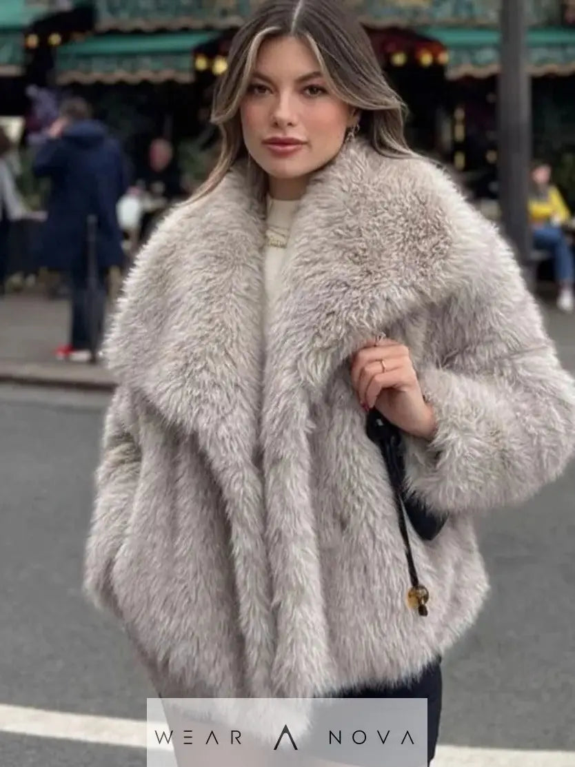 Winter coat Plush Coat Fashion Thicken Lapel Outwear Casual Long Sleeve Tops  Damenpelzmantel 
