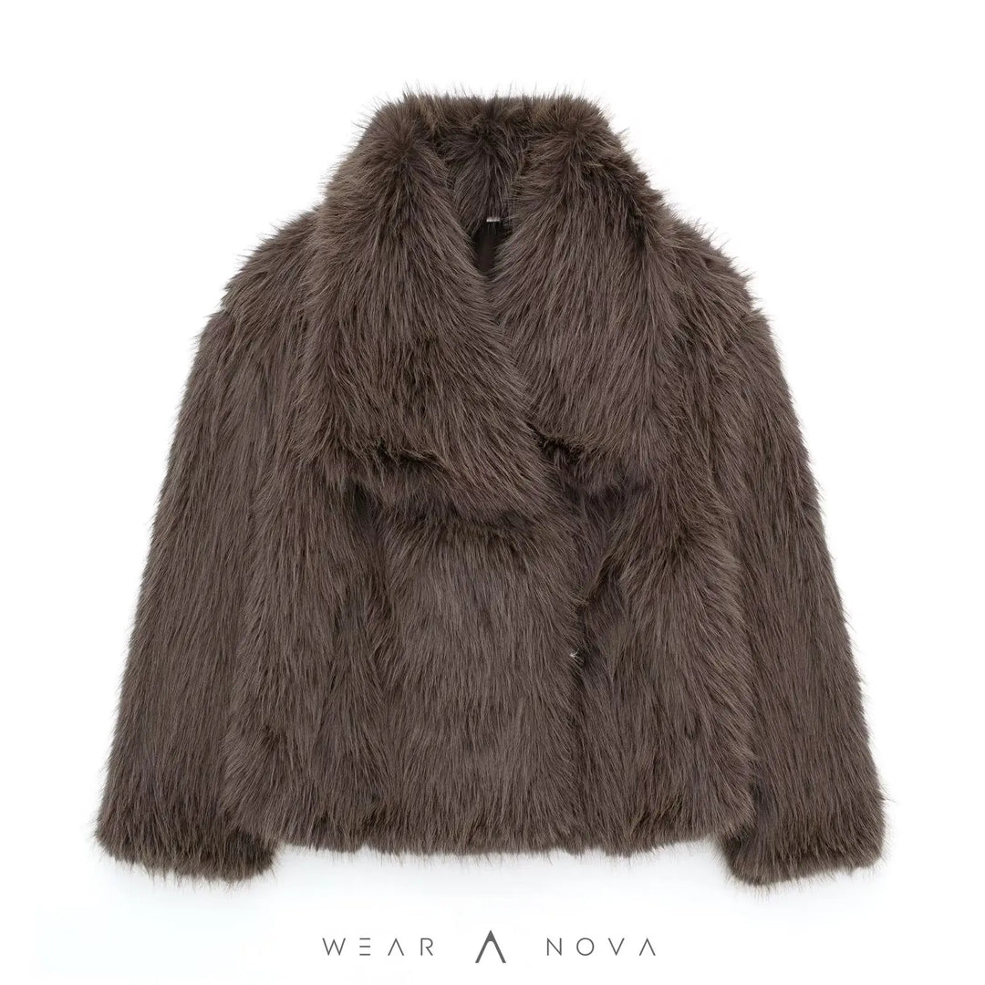 Winter coat Plush Coat Fashion Thicken Lapel Outwear Casual Long Sleeve Tops  Damenpelzmantel 