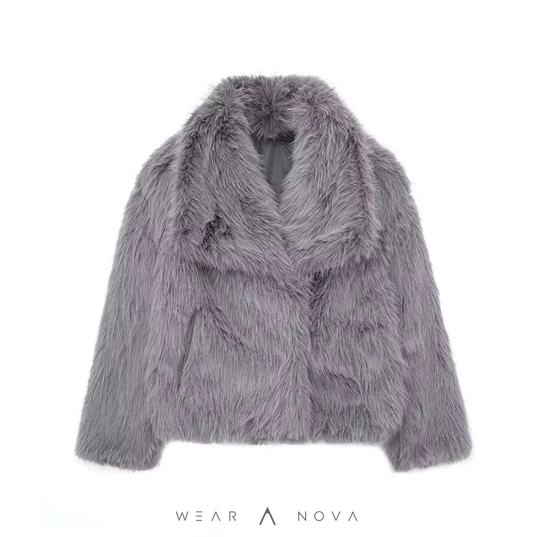 Winter coat Plush Coat Fashion Thicken Lapel Outwear Casual Long Sleeve Tops  Damenpelzmantel 