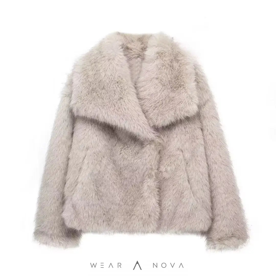 Winter coat Plush Coat Fashion Thicken Lapel Outwear Casual Long Sleeve Tops  Damenpelzmantel 