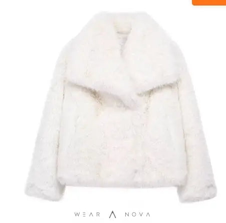 Winter coat Plush Coat Fashion Thicken Lapel Outwear Casual Long Sleeve Tops  Damenpelzmantel 