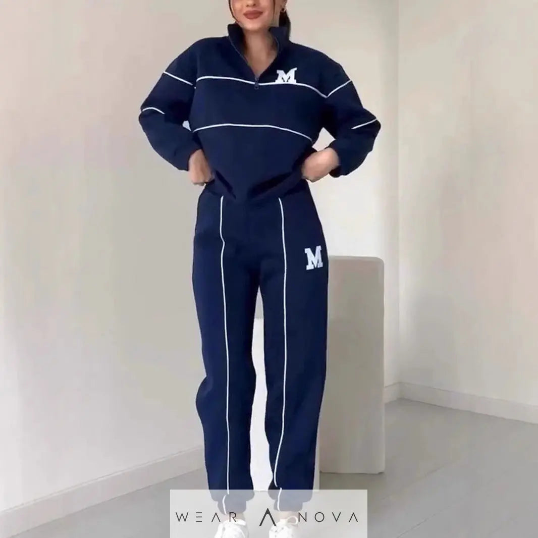 Women's Letter Stamping Casual Sports Two-Piece Suit  Fashion 