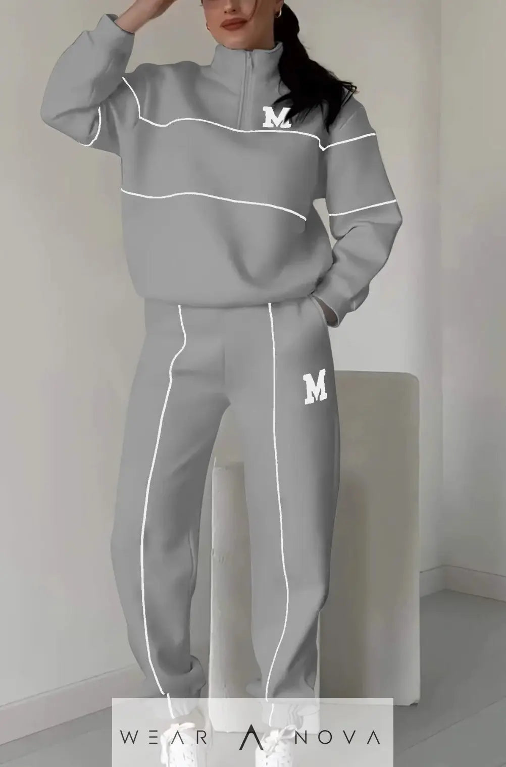 Women's Letter Stamping Casual Sports Two-Piece Suit  Fashion 
