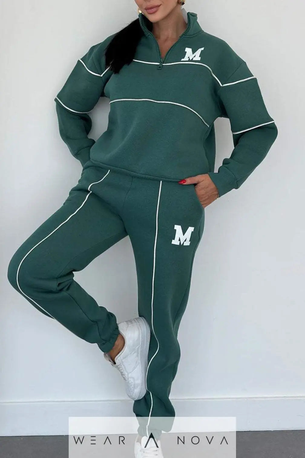 Women's Letter Stamping Casual Sports Two-Piece Suit  Fashion 