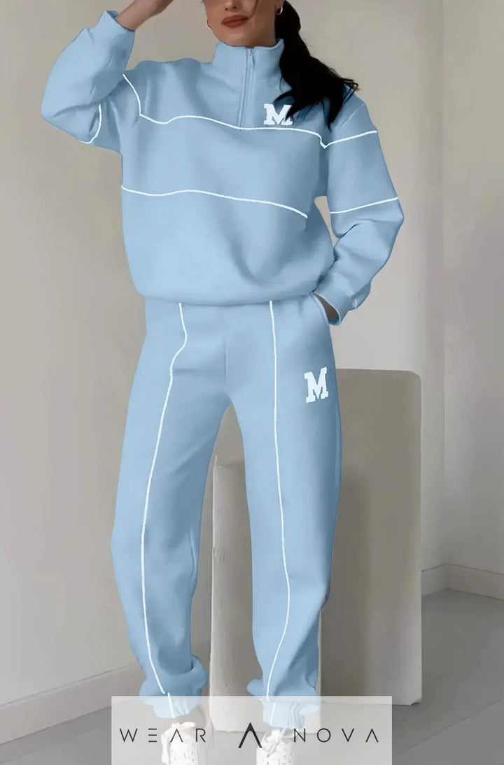 Women's Letter Stamping Casual Sports Two-Piece Suit  Fashion 