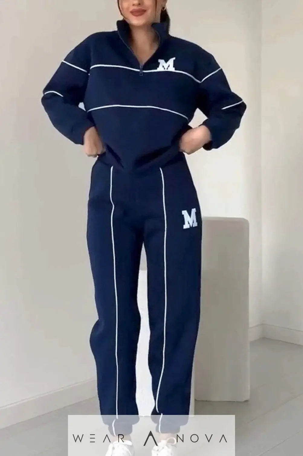 Women's Letter Stamping Casual Sports Two-Piece Suit  Fashion 