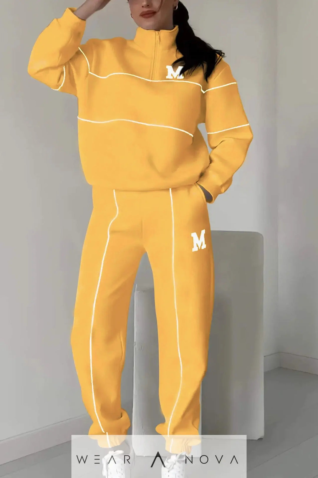 Women's Letter Stamping Casual Sports Two-Piece Suit  Fashion 