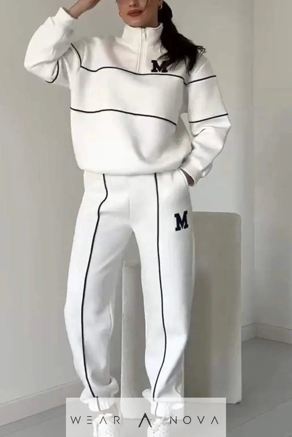 Women's Letter Stamping Casual Sports Two-Piece Suit  Fashion 
