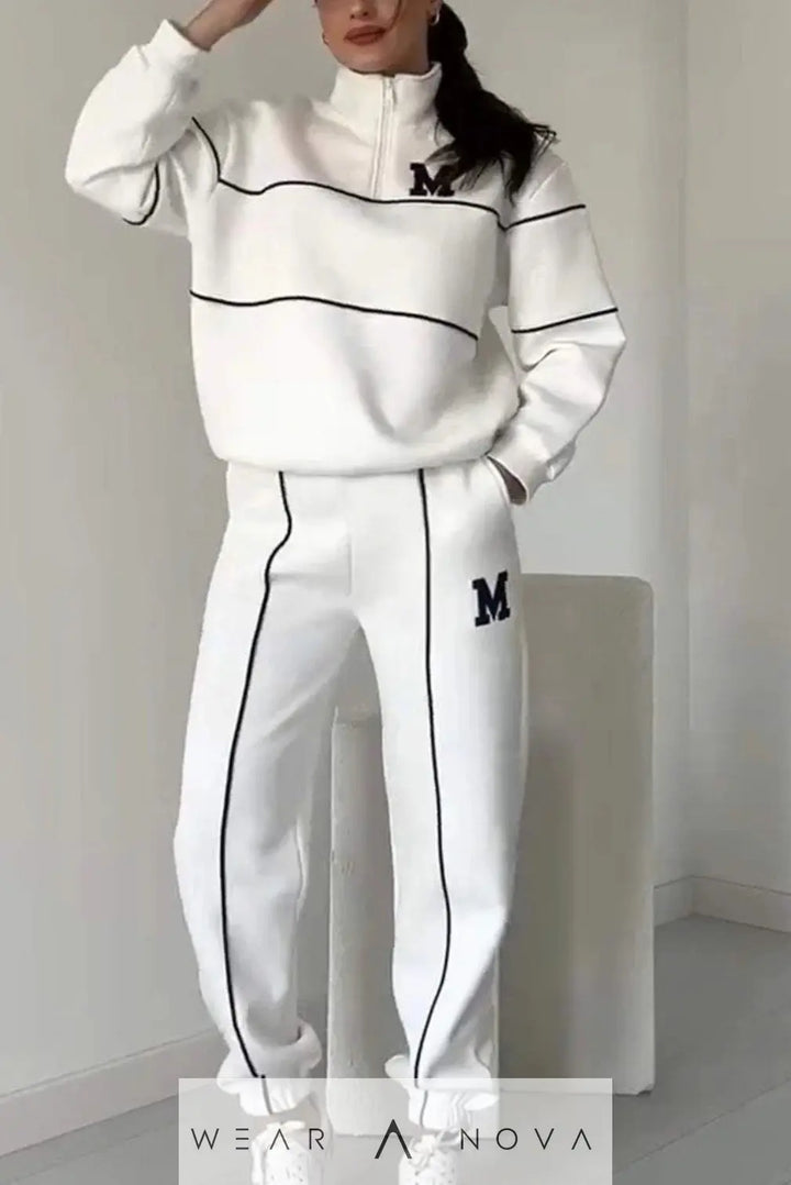 Women's Letter Stamping Casual Sports Two-Piece Suit  Fashion 