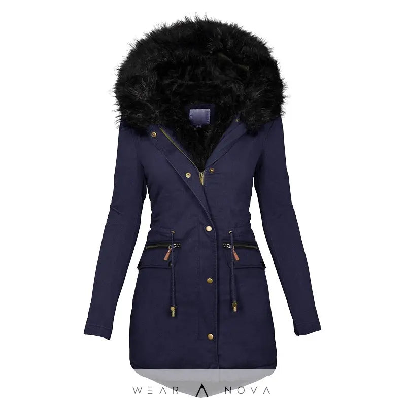 Women's Plush Hooded Parkas Winter Warm Thick  Zip-up Jackets Casual Mid-length Solid Buckle Pockets Coat Outerwear Clothing  jacket NewEraWear