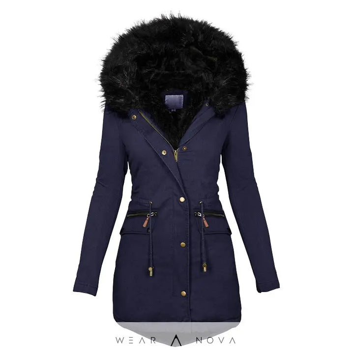 Women's Plush Hooded Parkas Winter Warm Thick  Zip-up Jackets Casual Mid-length Solid Buckle Pockets Coat Outerwear Clothing  jacket NewEraWear