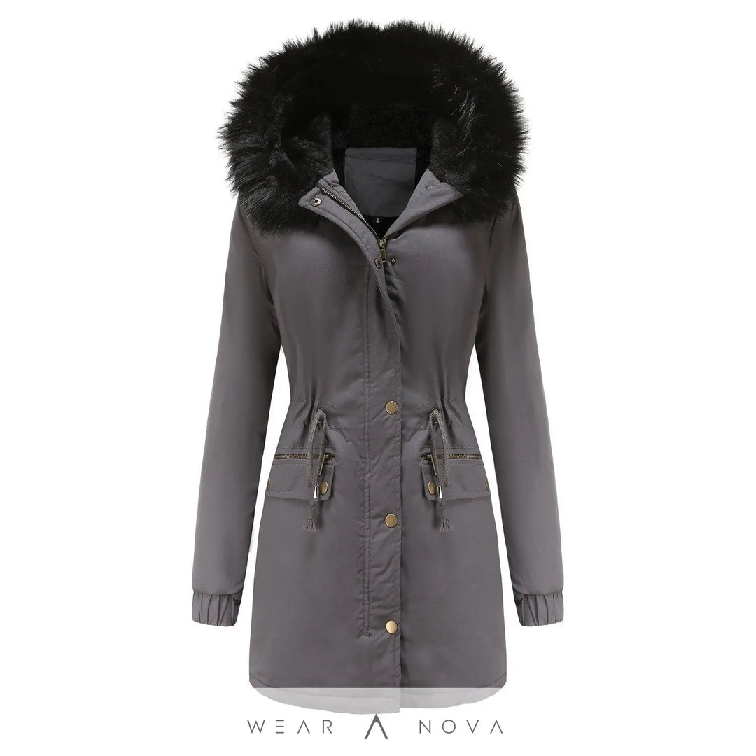 Women's Plush Hooded Parkas Winter Warm Thick  Zip-up Jackets Casual Mid-length Solid Buckle Pockets Coat Outerwear Clothing  jacket NewEraWear