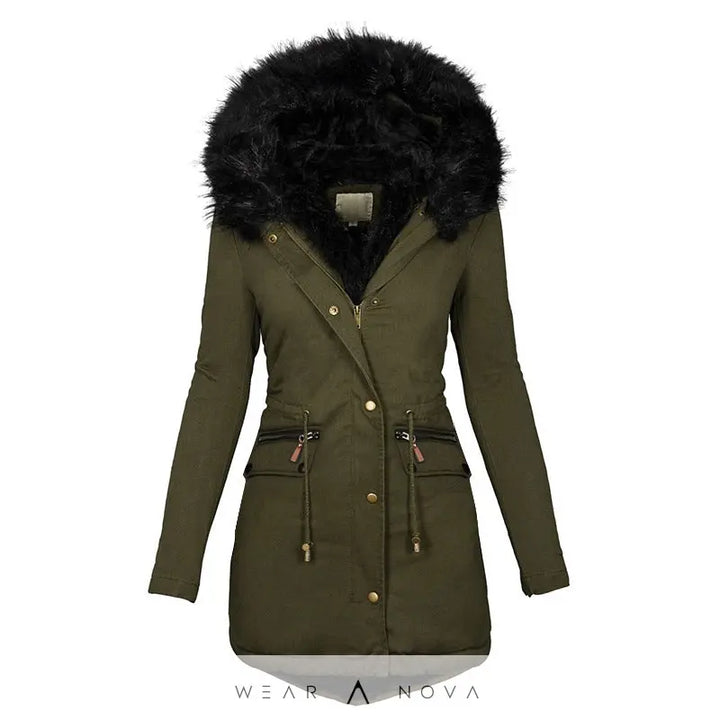 Women's Plush Hooded Parkas Winter Warm Thick  Zip-up Jackets Casual Mid-length Solid Buckle Pockets Coat Outerwear Clothing  jacket NewEraWear