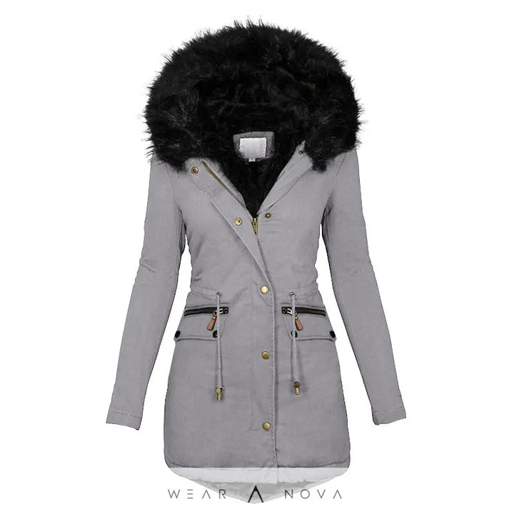 Women's Plush Hooded Parkas Winter Warm Thick  Zip-up Jackets Casual Mid-length Solid Buckle Pockets Coat Outerwear Clothing  jacket NewEraWear
