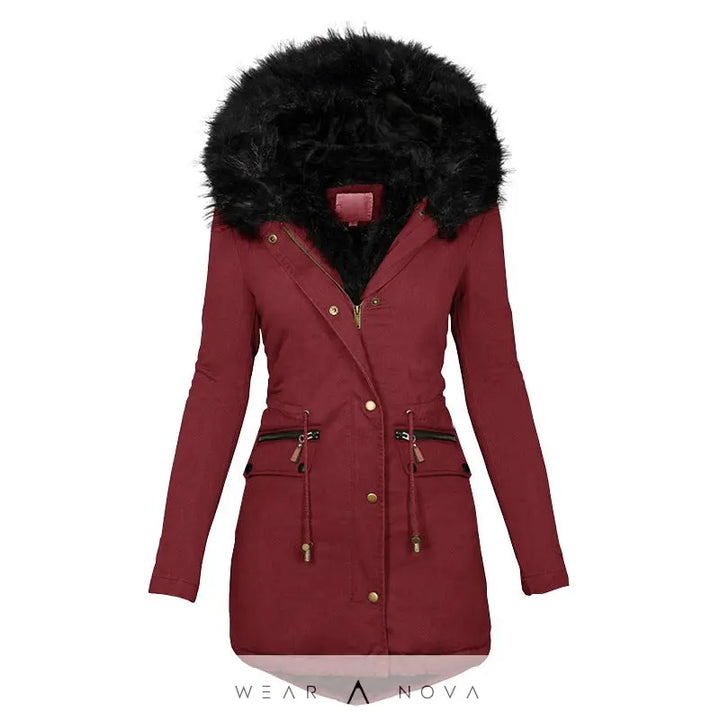 Women's Plush Hooded Parkas Winter Warm Thick  Zip-up Jackets Casual Mid-length Solid Buckle Pockets Coat Outerwear Clothing  jacket NewEraWear