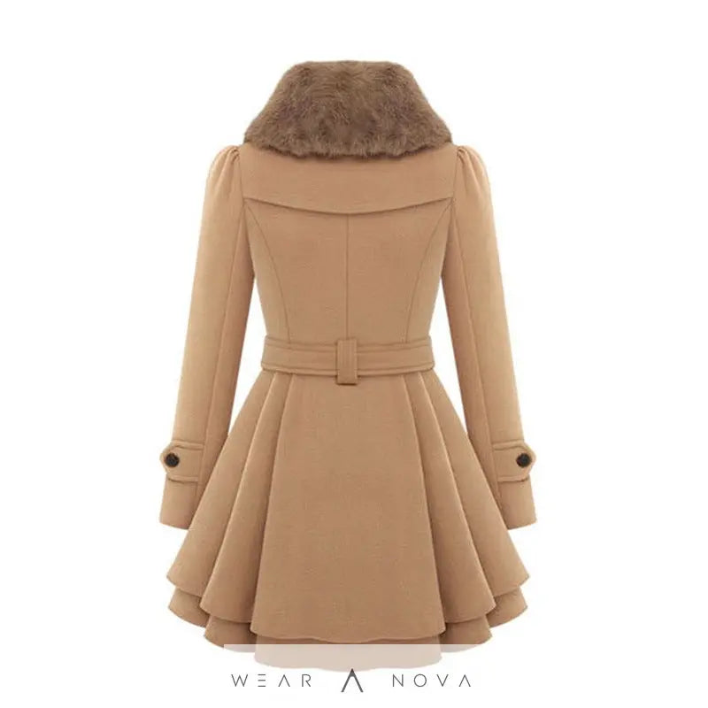 Women's Slim Mid-length Woolen Coat With Belt Thickened Double-breasted Padded Windbreaker Coat  Jacket Women Elegant Quality 