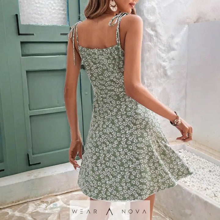 Women's Summer Dress Floral Spaghetti Strap Beach Short Dress  Dress 