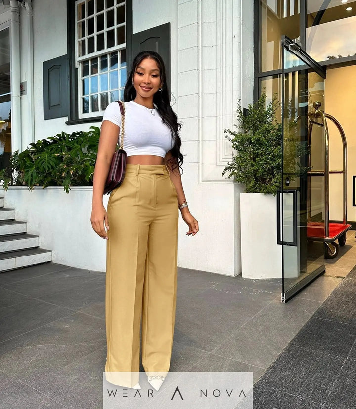 Women's Waist Straight Leg Suit Pants  Women's Clothing NewEraWear