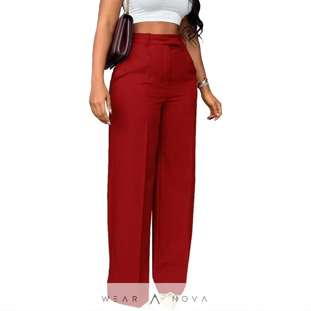 Women's Waist Straight Leg Suit Pants  Women's Clothing NewEraWear