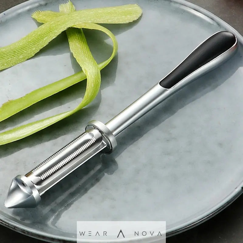 Zinc Alloy double-sided vegetable peeler polished silver metal ergonomic two-edge blade